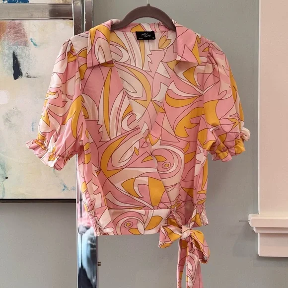 Milk and Honey Short Sleeve V Neck Blouse - Picture 1 of 7